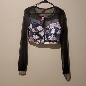 Women's Floral Mesh Crop